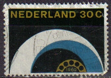 Holanda 1962 Scott 393 Sello Telefono Arco y Dial 30c usado Stamps Netherlands Holland Hollande Olanda 
